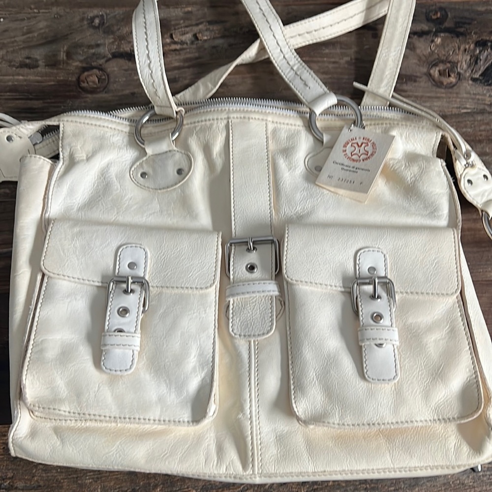 Roots Leather custom white tote